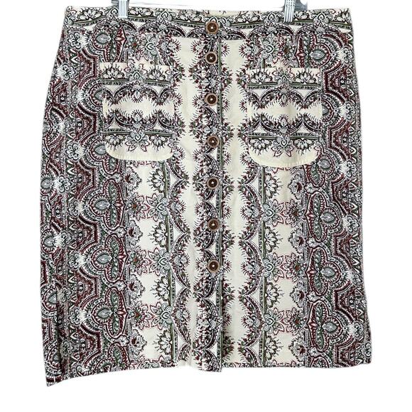 Maeve Kaleidoscope Button-Front Pencil Skirt Women’s 18W Geometric Print Neutral - Picture 2 of 8